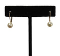 14K Yellow Gold Pearl Lever-Back Drop Earrings, 1.53g (view 1)