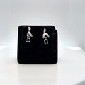 14K White Gold Blue Sapphire Oval & Diamond Drop Earrings 1.93g (view 1)