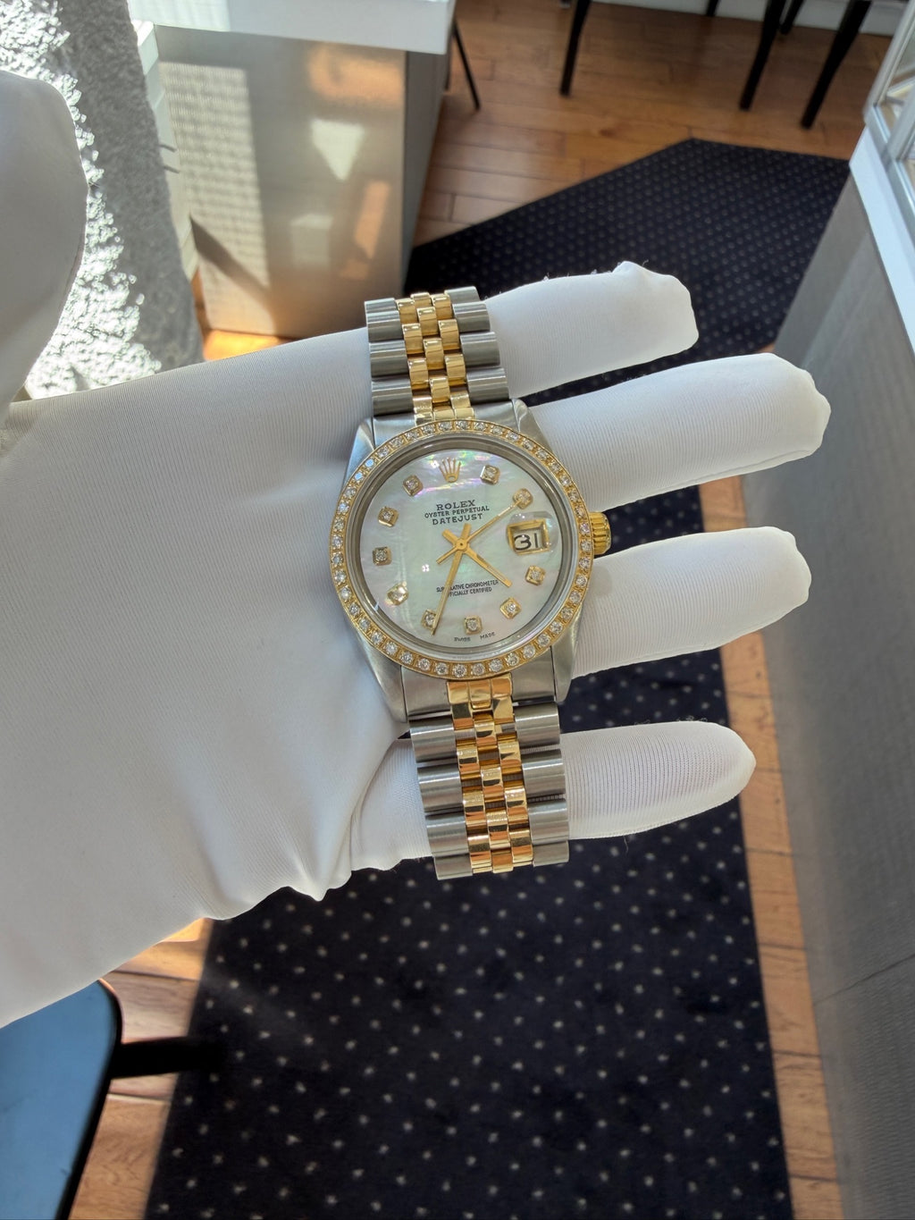 Rolex Datejust 36 Two-Tone Steel & Gold MOP Diamond Dial Ref 16013