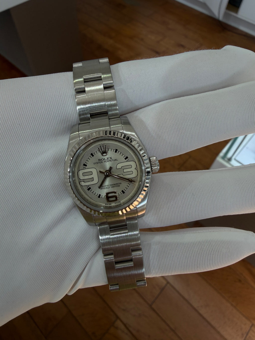 Rolex Oyster Perpetual 26 Ref 176234 Steel & White Gold Silver Dial (view 3)
