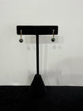 14K Yellow Gold Natural Black Pearl Leverback Drop Earrings 6.33mm