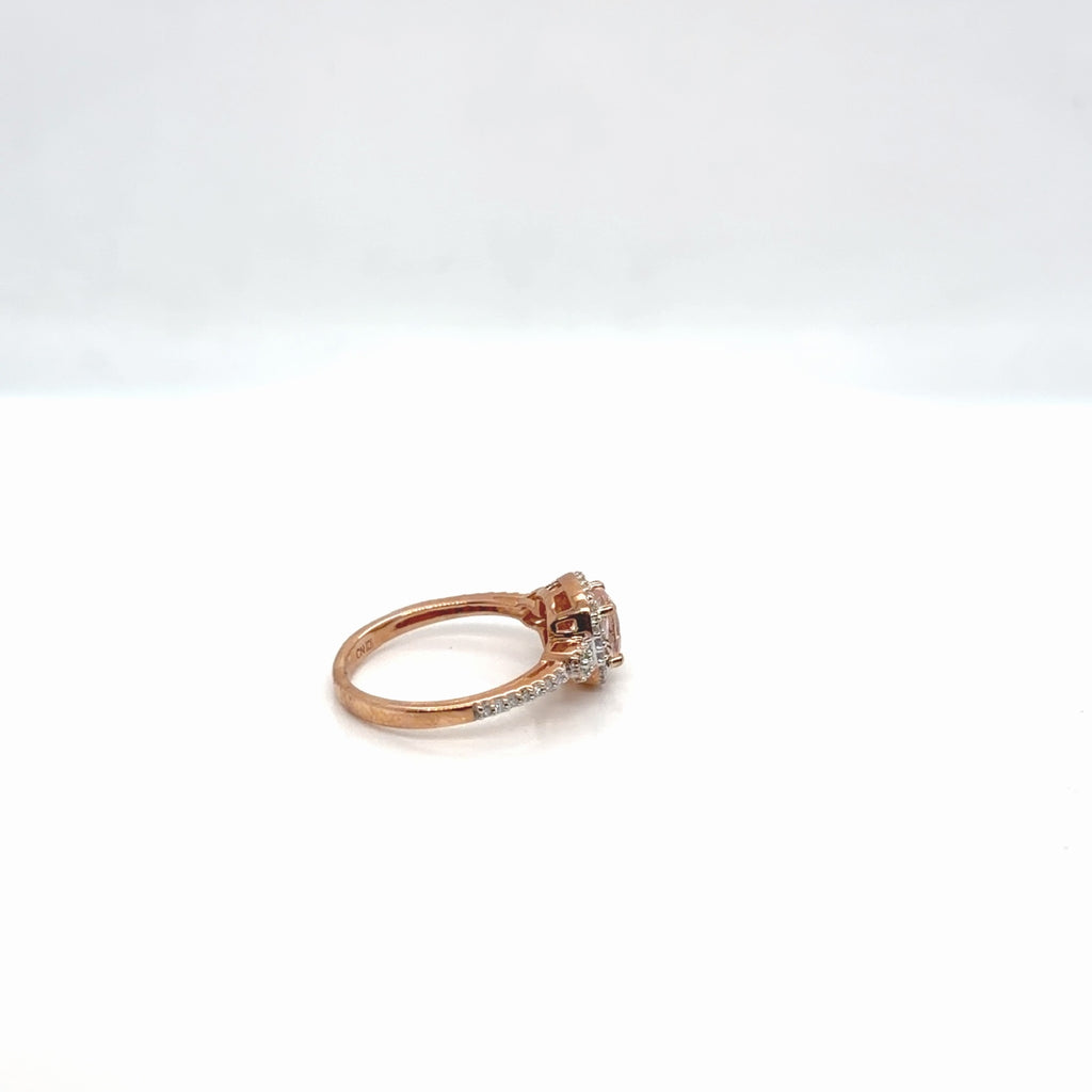 10K Rose Gold Morganite Diamond Halo Cushion Ring Size 5 (view 2)