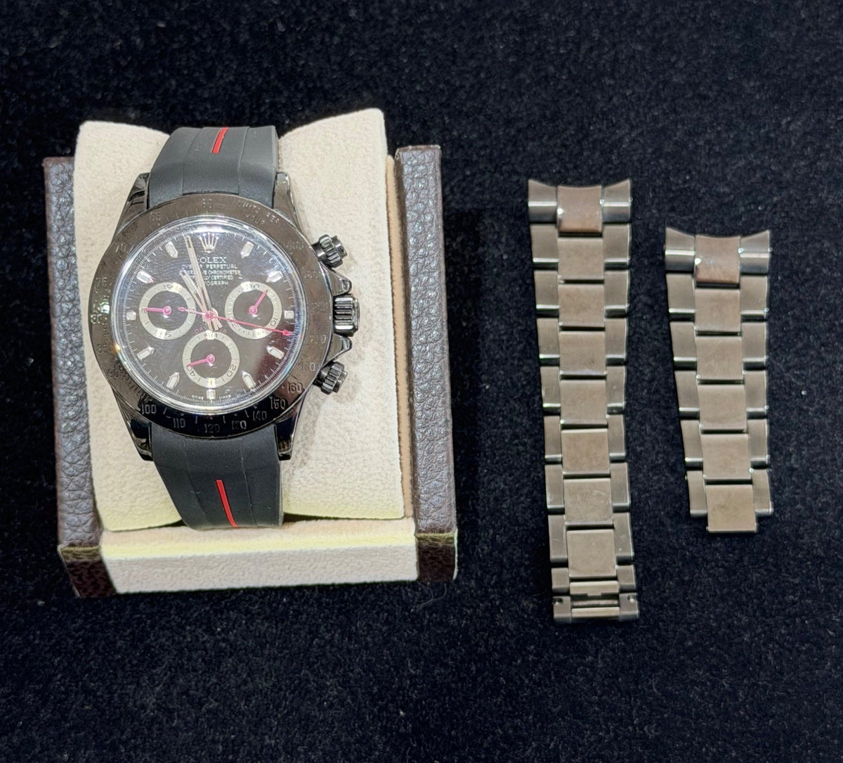 Rolex Cosmograph Daytona 116520 PVD Coated Black Dial Rubber Strap