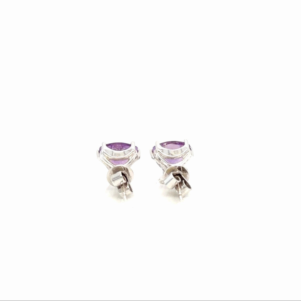 14K White Gold Trillion Amethyst Stud Earrings 2.57g Fine Jewelry (view 4)
