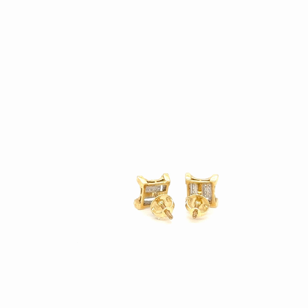 10K Yellow Gold Natural Diamond Pave Square Stud Earrings 0.50 Ctw