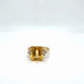 14K Yellow Gold Citrine Emerald-Cut & Diamond Cocktail Ring, Size 8