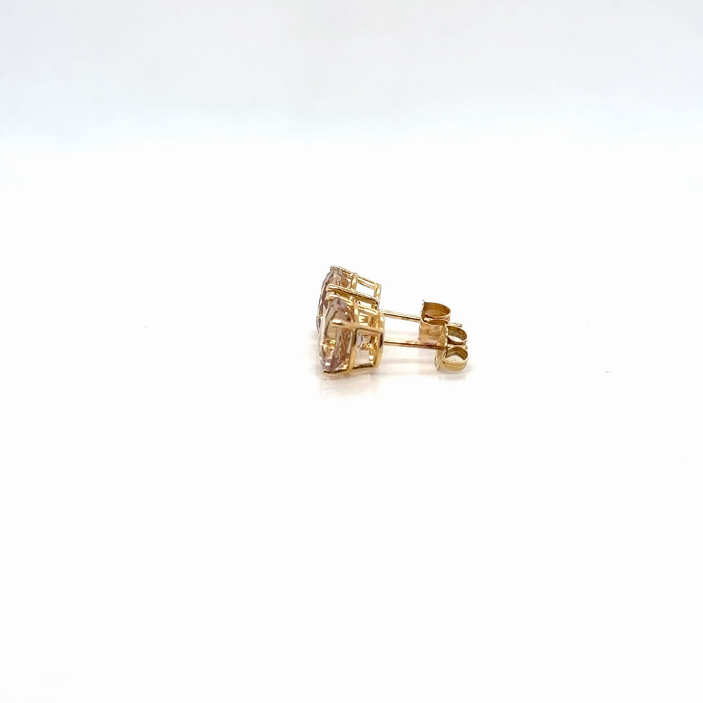 14K Yellow Gold Round Citrine Solitaire Stud Earrings, 1.39g (view 3)