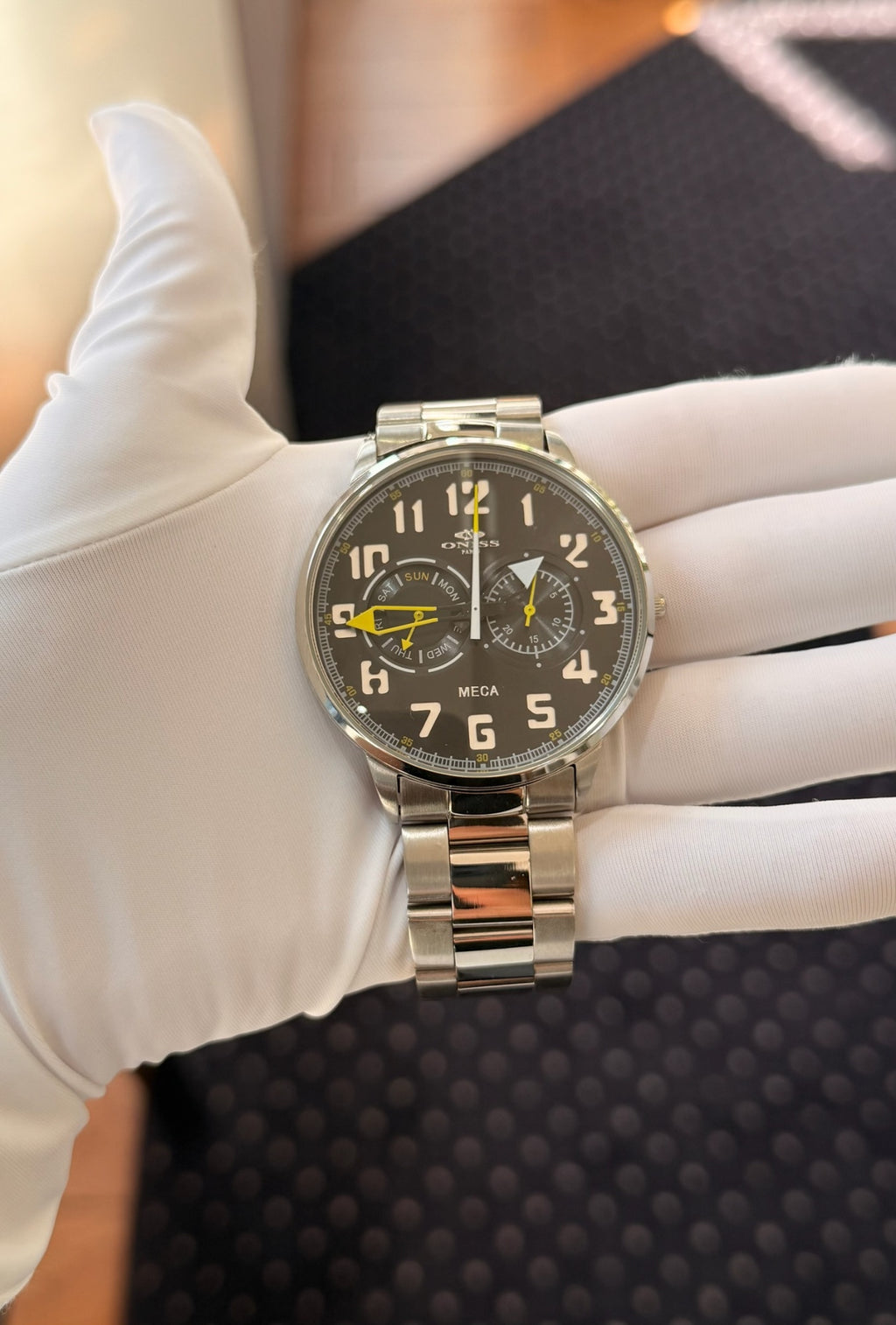 Oniss Paris ON2233-MBK-GN Meca Multifunction Steel Black Dial Watch (view 7)