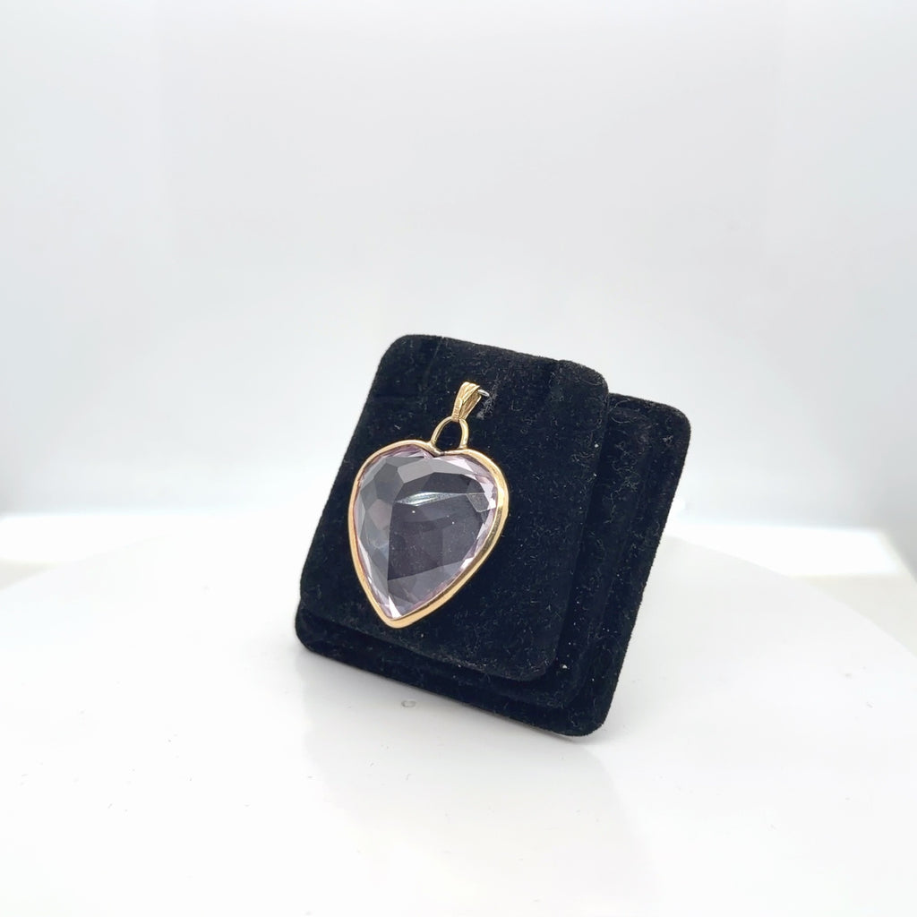Heart Amethyst Pendant 14K Yellow Gold Bezel Set, 6.89g