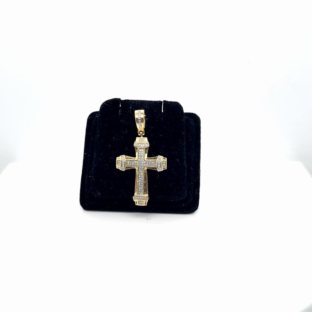 10K Yellow Gold Diamond Cross Pendant 0.50 ctw Natural I/I1 (view 2)