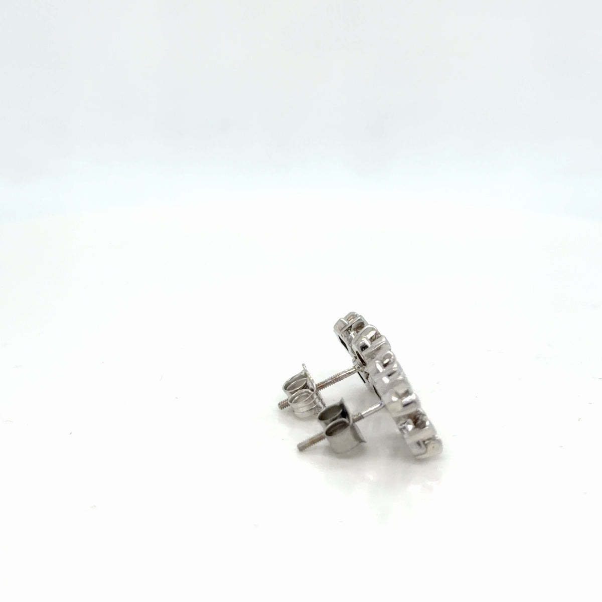 10K White Gold Natural Diamond Cluster Stud Earrings 0.80 ctw Princess Cut (view 3)