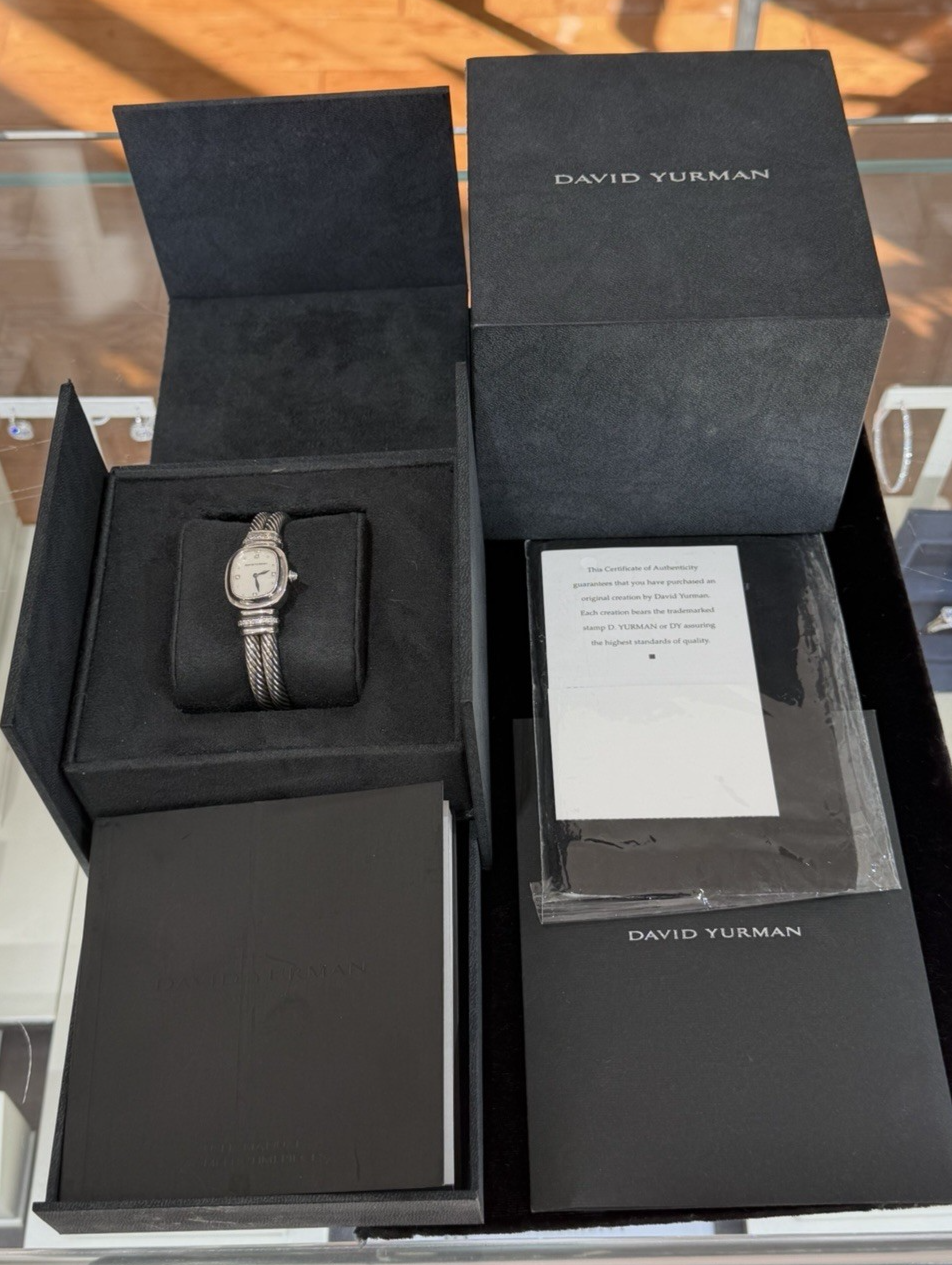 David Yurman Sterling Silver Watch with 0.27ctwa Diamonds & Mother of Pearl Dial — view 11