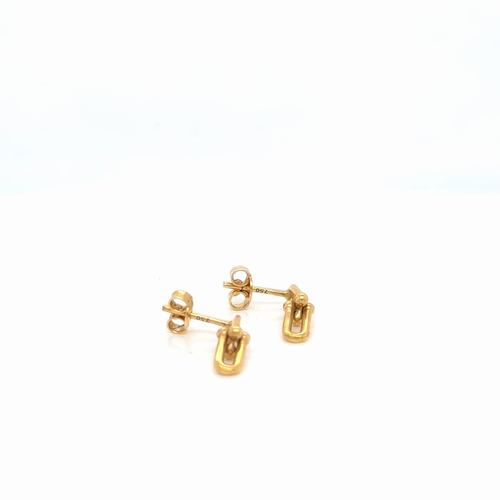 18K Yellow Gold Open Rectangle Link Stud Earrings 2.24g (view 4)