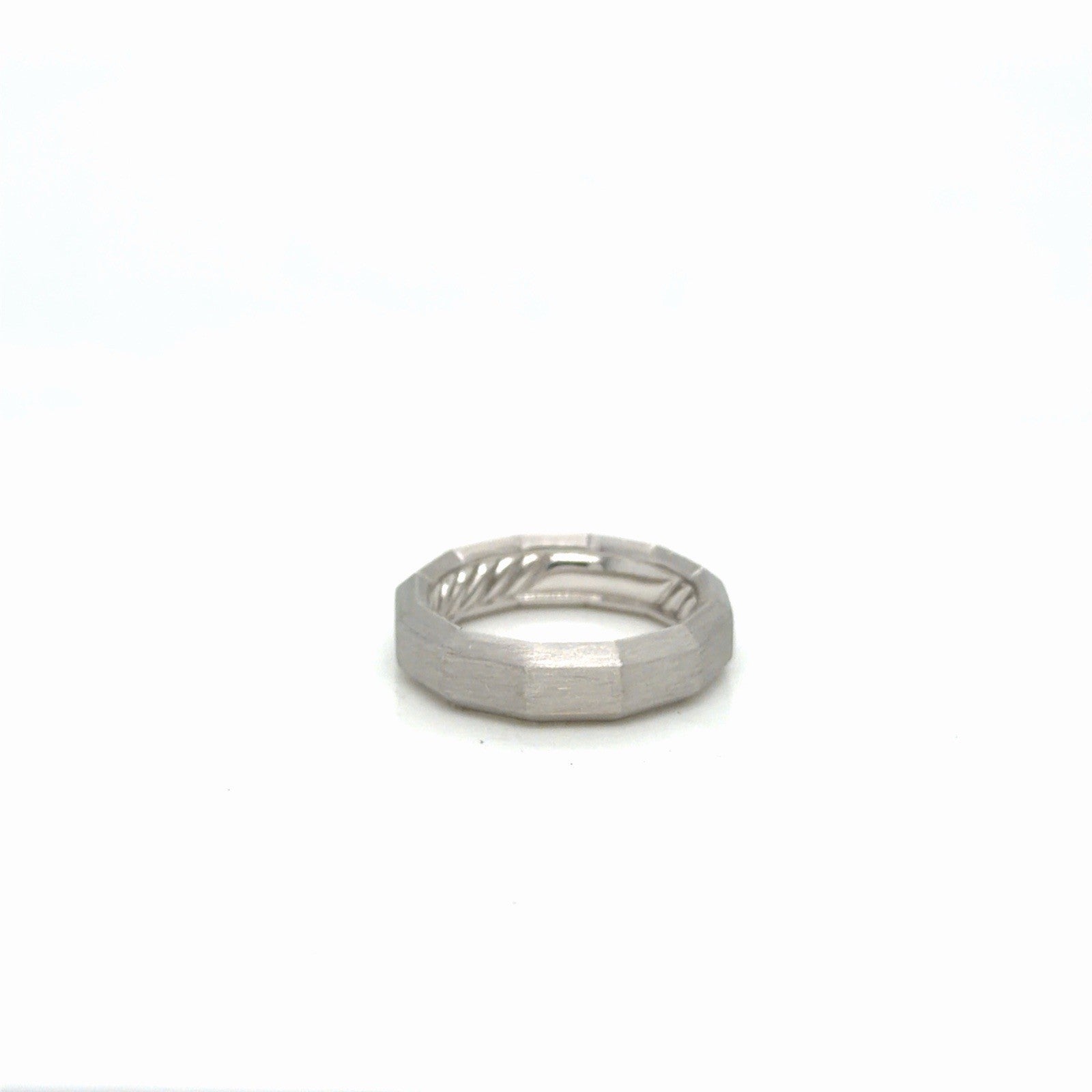 David Yurman Faceted Band Ring Brushed 18k White Gold 6 mm Size 8 — view 6