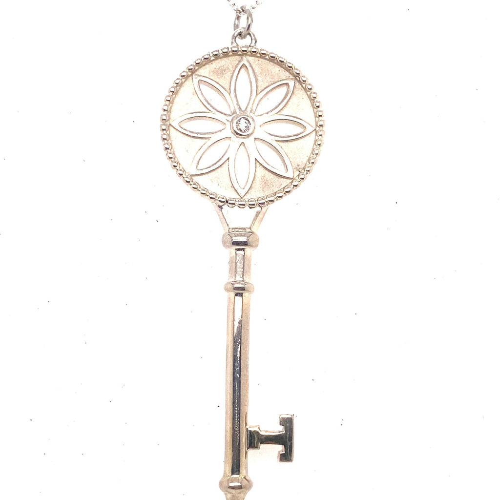 Tiffany & Co. Sterling Silver and Diamond Diasy Key Pendant Necklace (view 2)