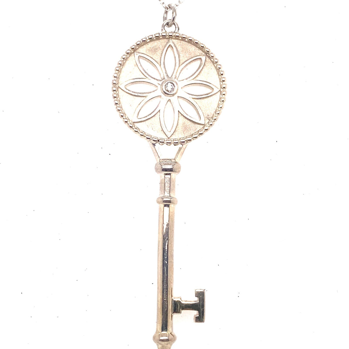 Tiffany & Co. Sterling Silver and Diamond Diasy Key Pendant Necklace (view 2)