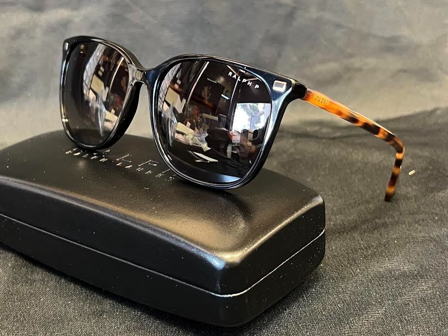 RALPH LAUREN SUNGLASSES VVCV RA5293 SHINY BLACK POLARIZED GRADIENT BROWN 145mm — view 7
