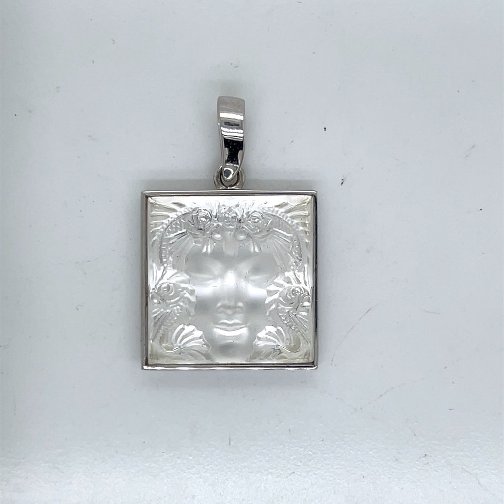 Lalique Arethuse Pendant Clear Crystal Sterling Silver 925 Masque DE Femme Face (view 1)
