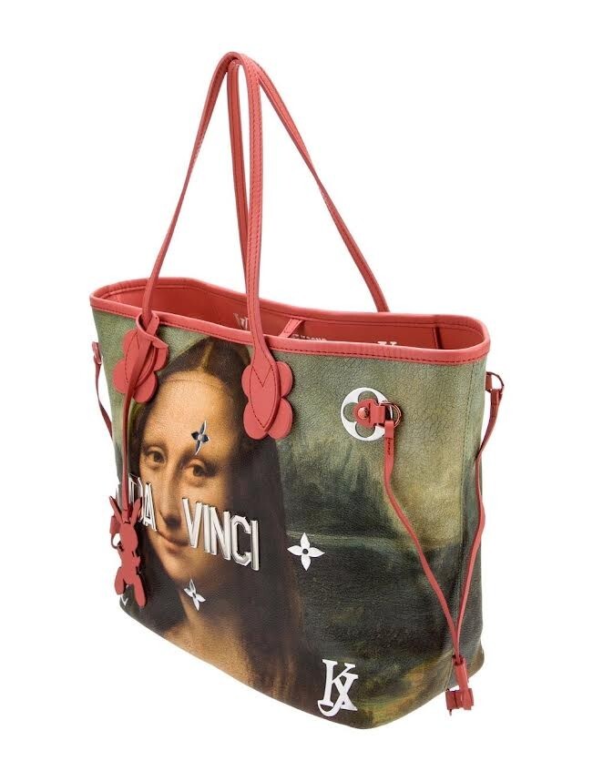 LOUIS VUITTON xJEFF KOONS MASTERS COLLECTION DA VINCI NEVERFULL MM PINK INTERIOR — view 2