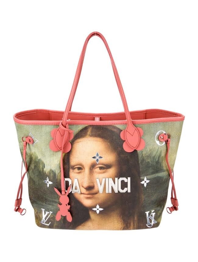 LOUIS VUITTON xJEFF KOONS MASTERS COLLECTION DA VINCI NEVERFULL MM PINK INTERIOR — Certified Authentic | San Diego Jewelry Bu