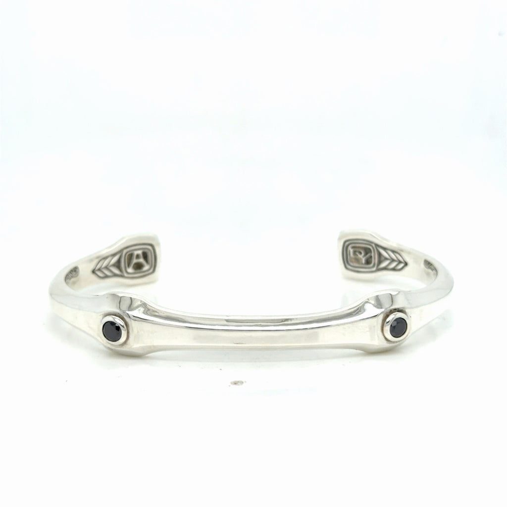 David Yurman Anvil Cuff Bracelet Sterling Silver Black Diamond Size Medium — Certified Authentic | San Diego Jewelry Buyers