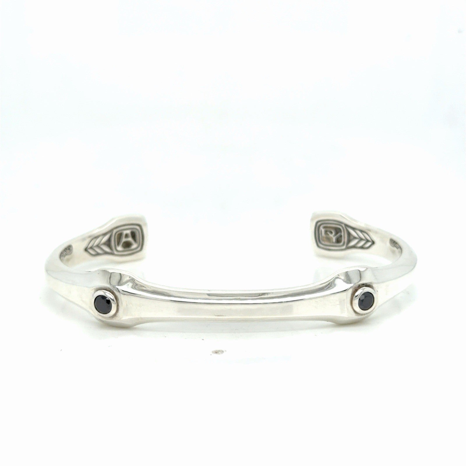 David Yurman Anvil Cuff Bracelet Sterling Silver Black Diamond Size Medium — Certified Authentic | San Diego Jewelry Buyers