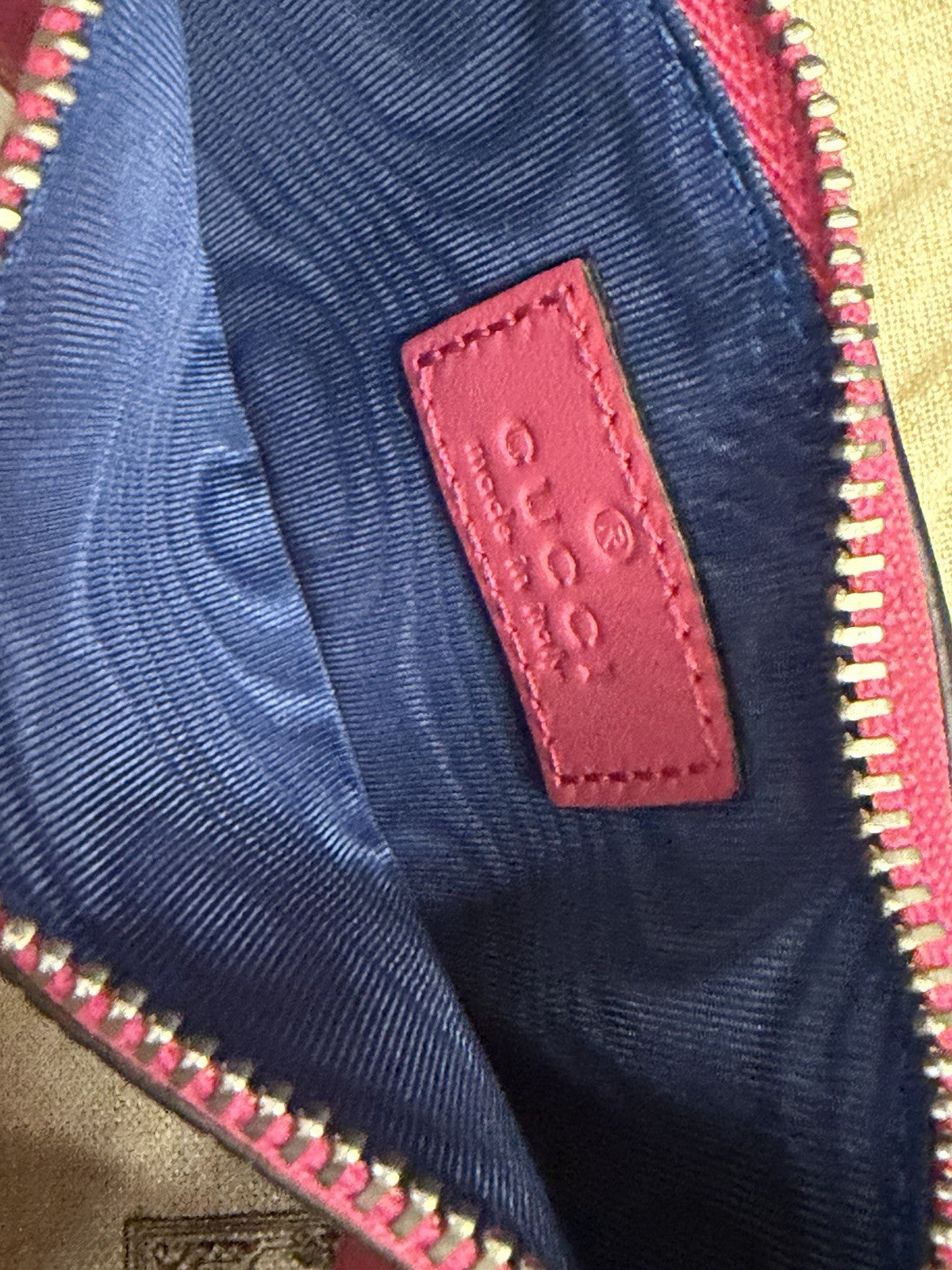 Gucci GG Tennis Bi-Color Embossed Zip Card Case Wallet Pink/Blue Leather2
