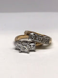 2.20tcw Three Stone Diamond Engagement Ring and Wedding Band 17k Gold & Platinum (view 1)