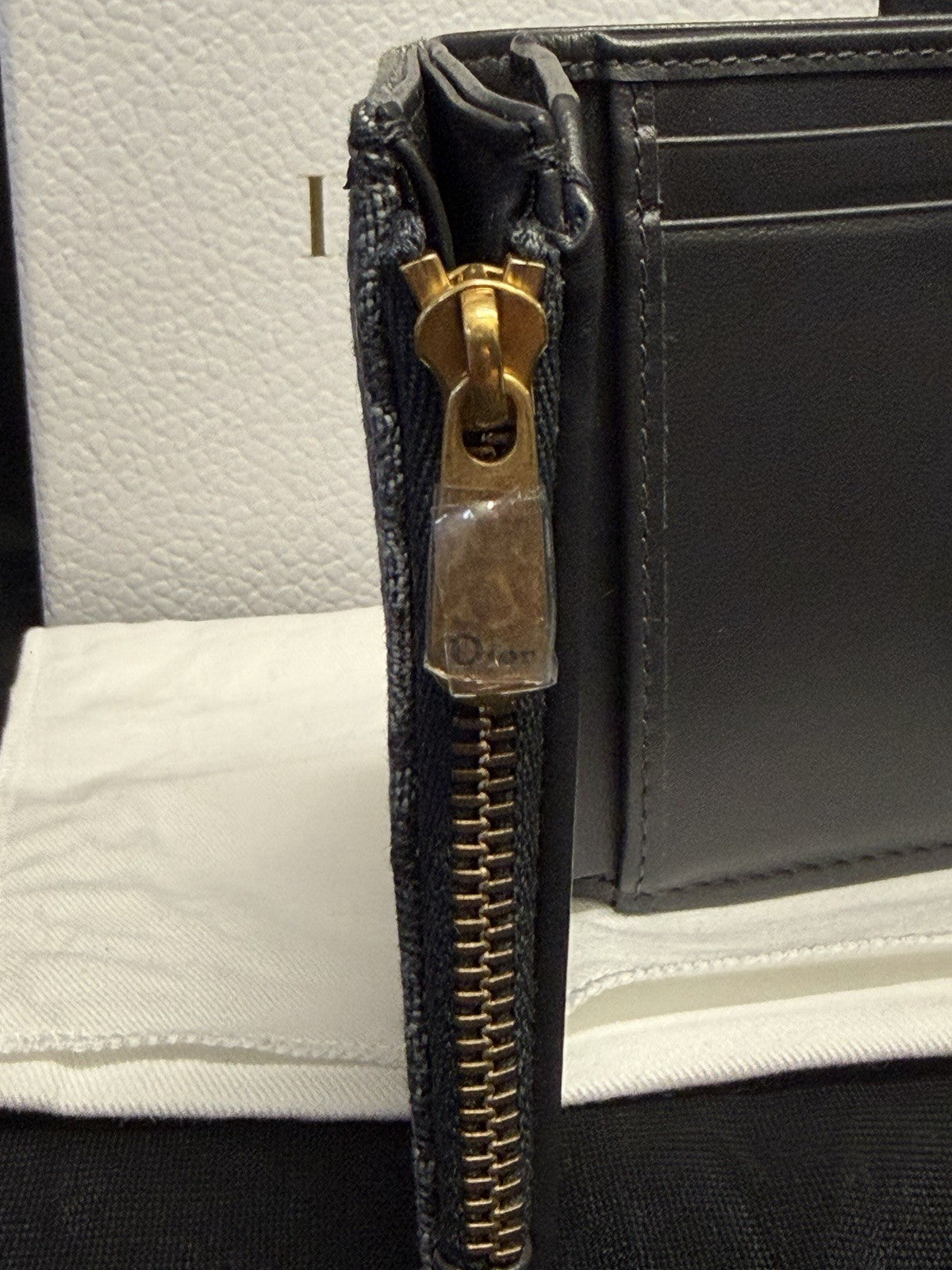 Christian Dior Lotus Saddle Wallet Tri-Fold Blue Jacquard Gold Hardware4