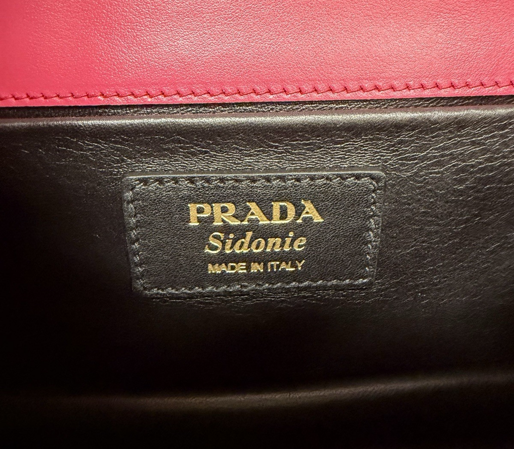 Prada Sidonie Calfskin Handbag Pink and Gold Chain Strap — view 9