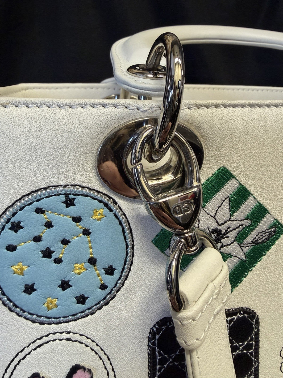 Christian Dior Medium Patch Lady Dior Bag White Calfskin Leather — view 14
