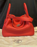 Hermes 2017 Lindy 30 Red Leather Shoulder Bag, Organizer & Dust Bag (view 1)