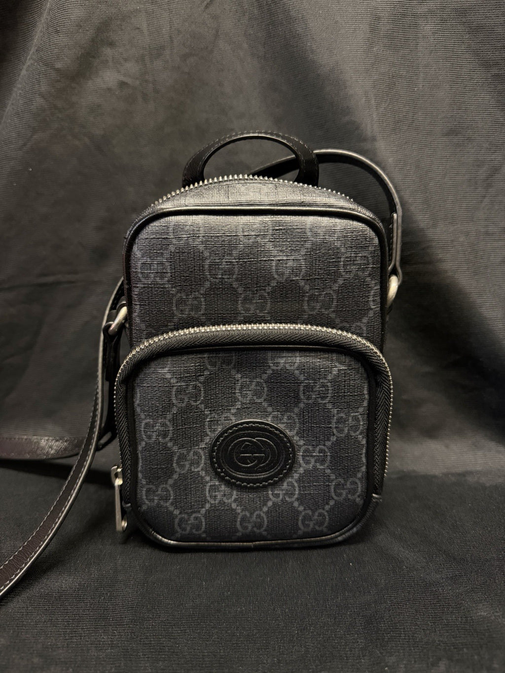 Gucci GG Supreme Mini Interlocking G Stachel Black Canvas Crossbody — Certified Authentic | San Diego Jewelry Buyers