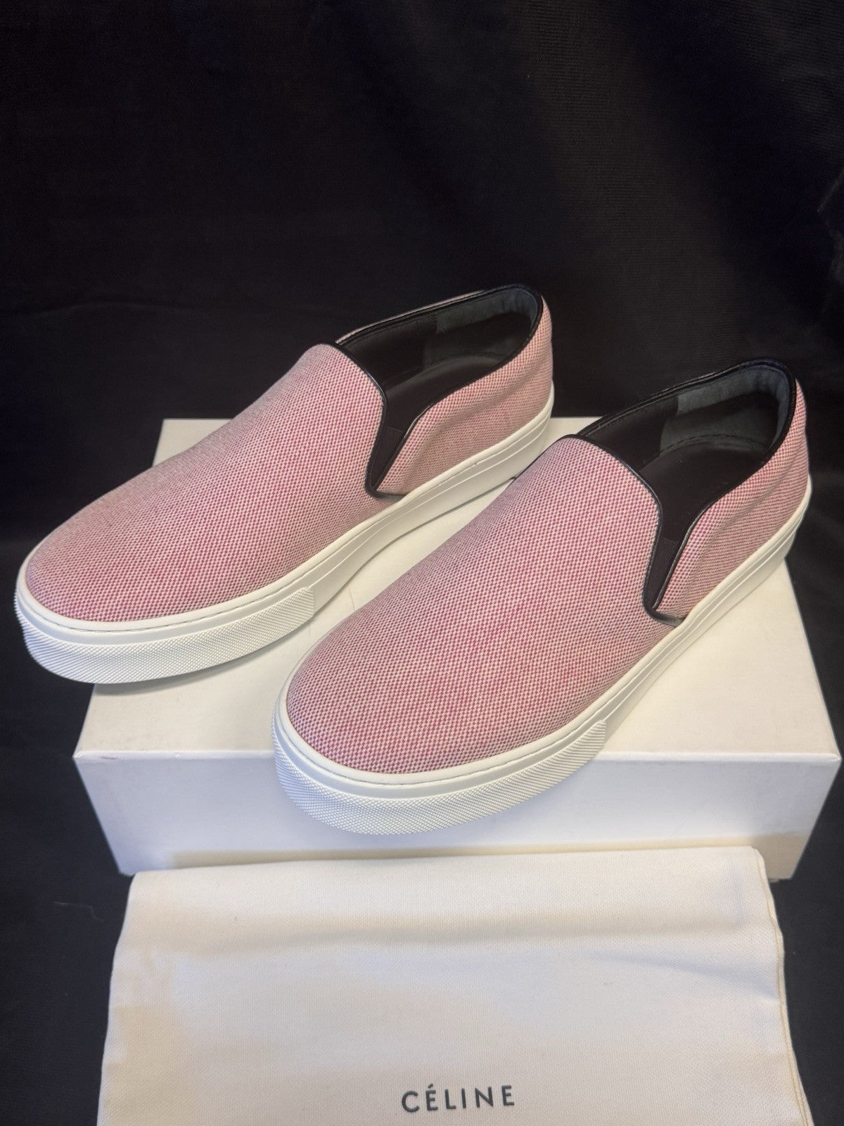 CELINE 25TL ROSE PETAL SLIP-ON SNEAKERS SIZE US 8.5 / EU 38.5 RED & WHITE2