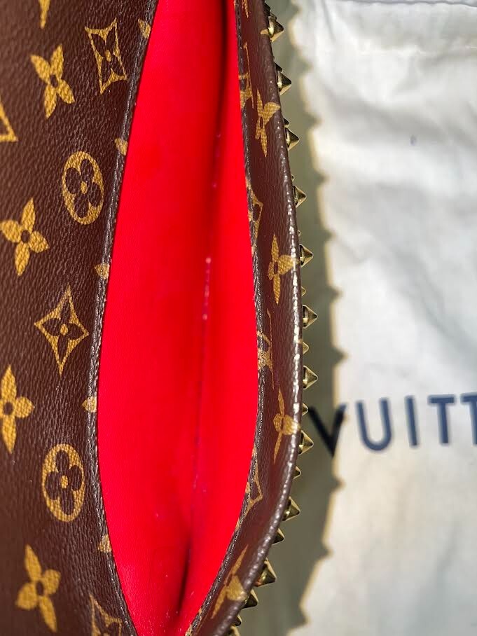 Louis Vuitton x Christian Louboutin Monogram Studded Red Calfhair Top Handle Bag (view 9)