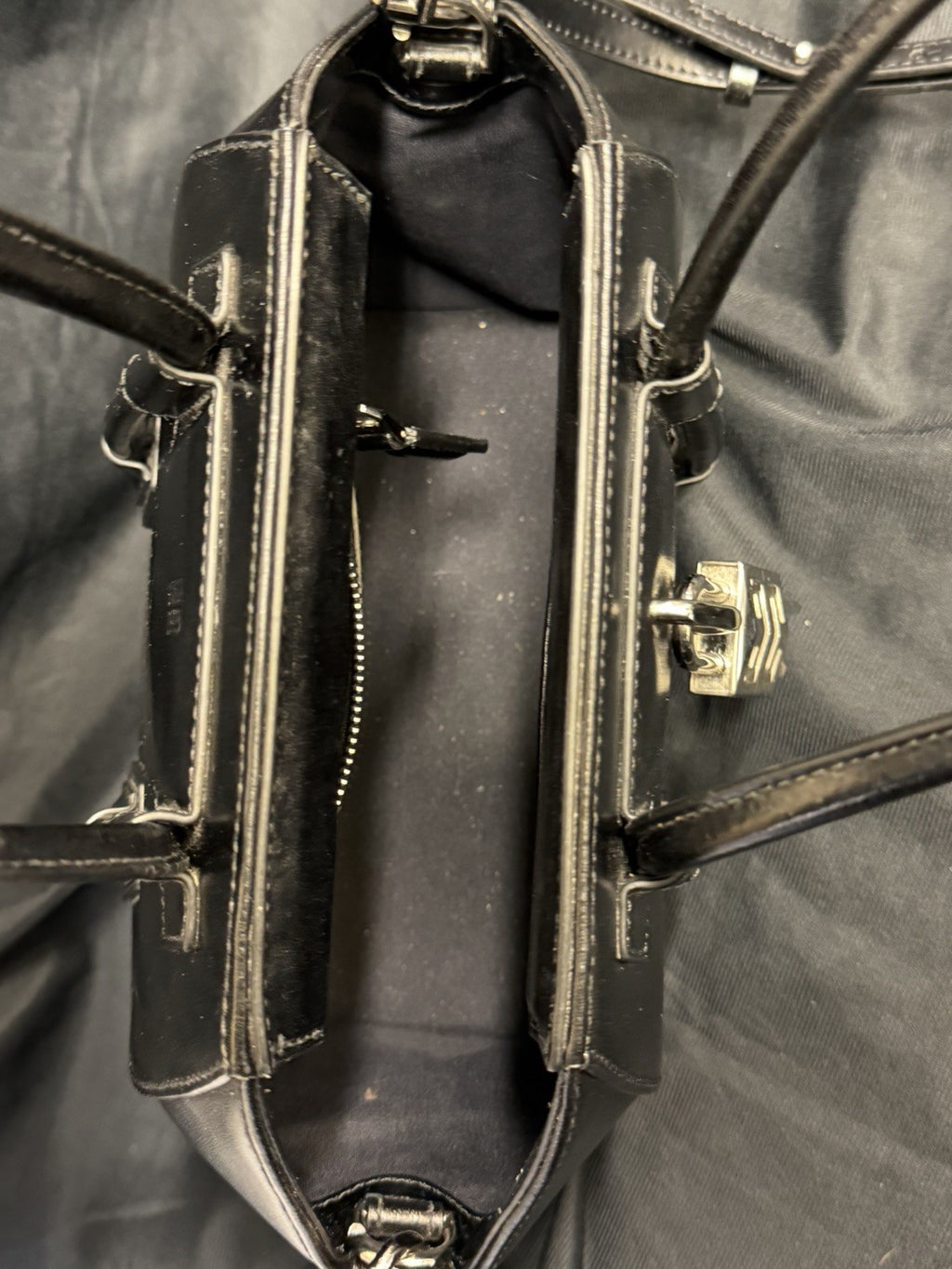 Givenchy Mini Antigona Lock Leather Satchel with Crossbody Strap Black (view 6)