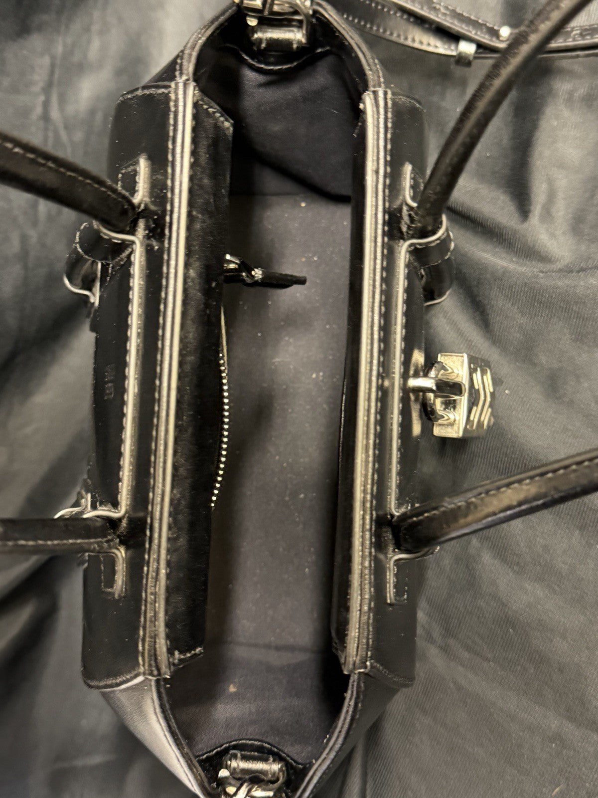 Givenchy Mini Antigona Lock Leather Satchel with Crossbody Strap Black (view 6)
