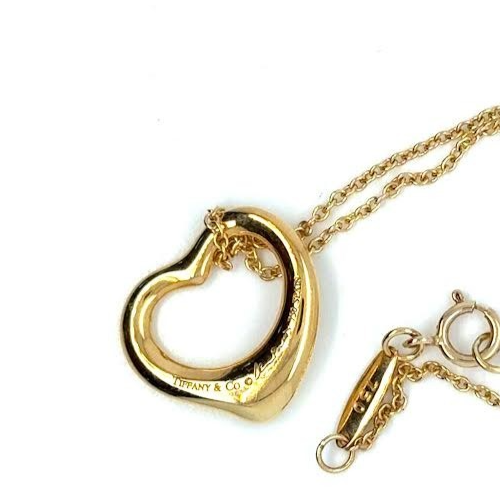 TIFFANY & CO. 18K YELLOW GOLD 16mm OPEN HEART 5 YELLOW DIAMOND PENDANT 16 — view 5