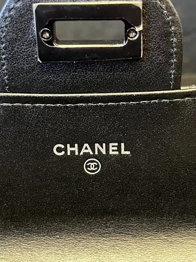 Chanel Quilted 2.55 Long Wallet Black Calfskin Leather Front Flap (view 11)