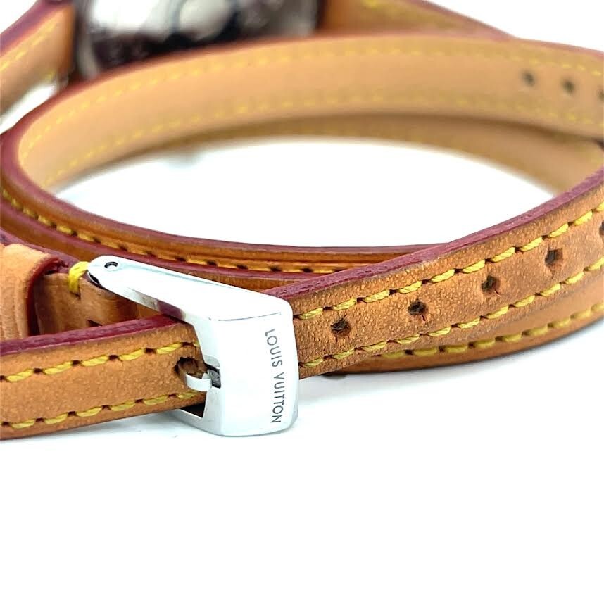 Louis Vuitton Tambour Triple Tour Watch Brown Dial Tan Leather Wrap Strap 28MM (view 7)
