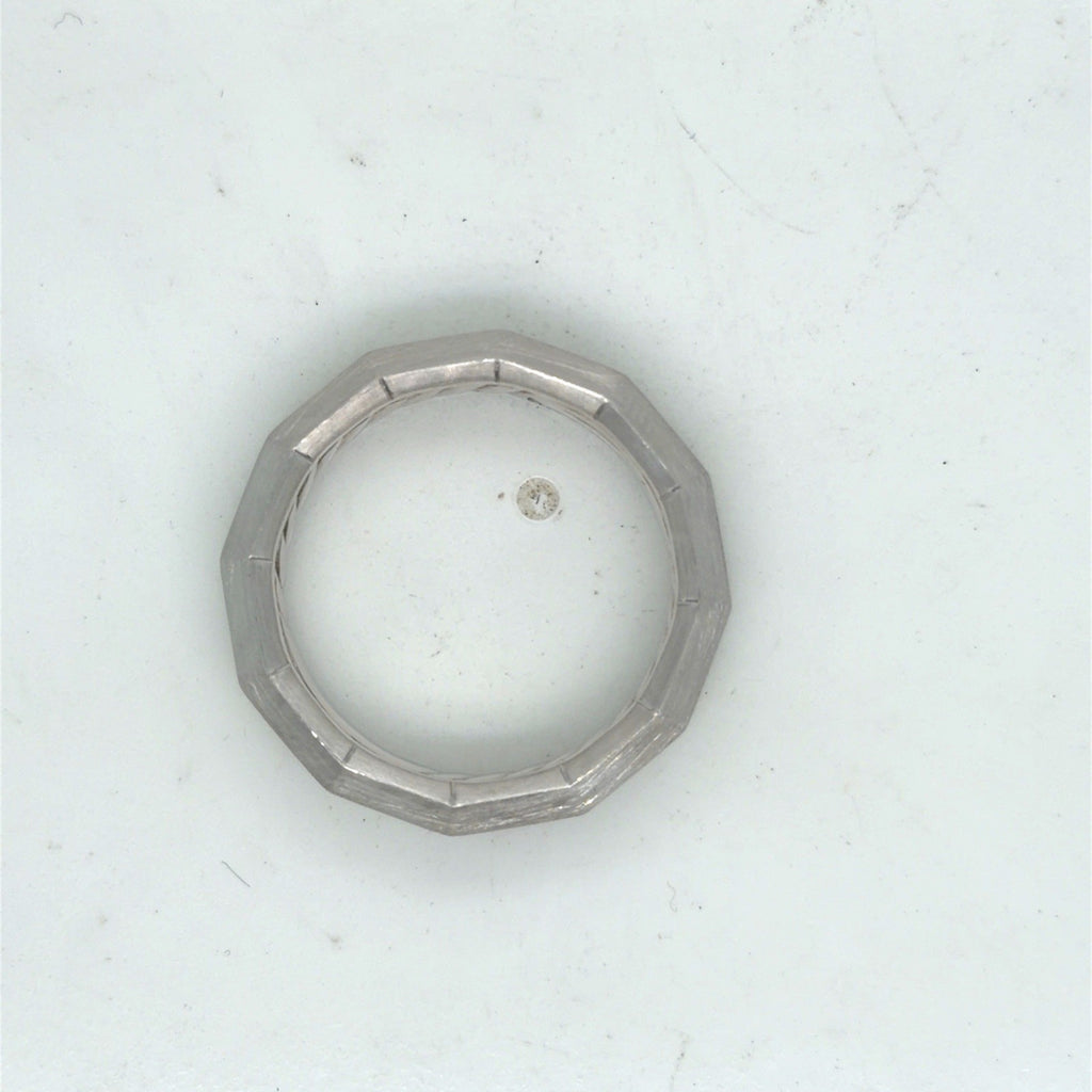David Yurman Faceted Band Ring Brushed 18k White Gold 6 mm Size 8 — view 11