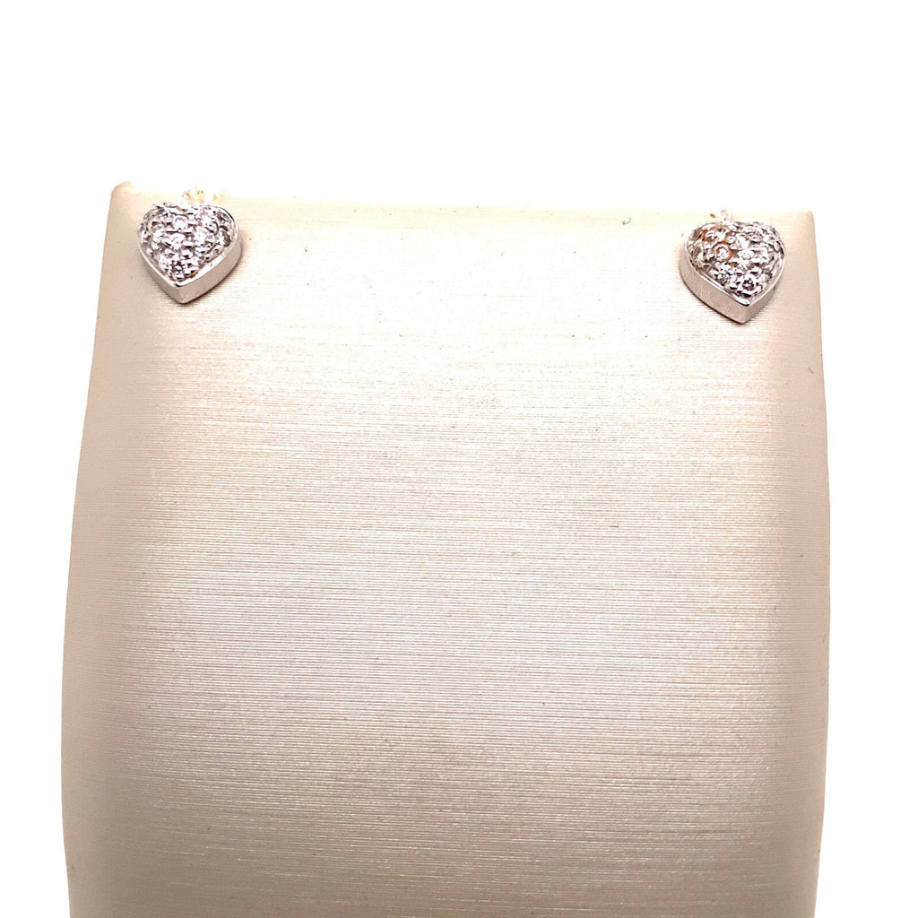 0.30tcw Roberto Coin 18k White Gold Pave Diamond Puff Heart Stud Earrings (view 1)