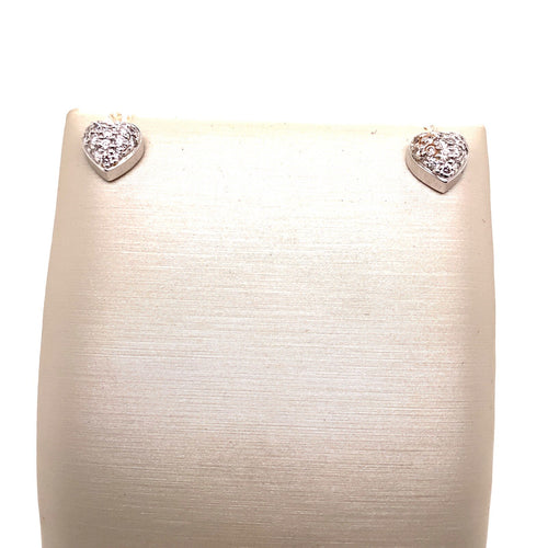 0.30tcw Roberto Coin 18k White Gold Pave Diamond Puff Heart Stud Earrings (view 1)