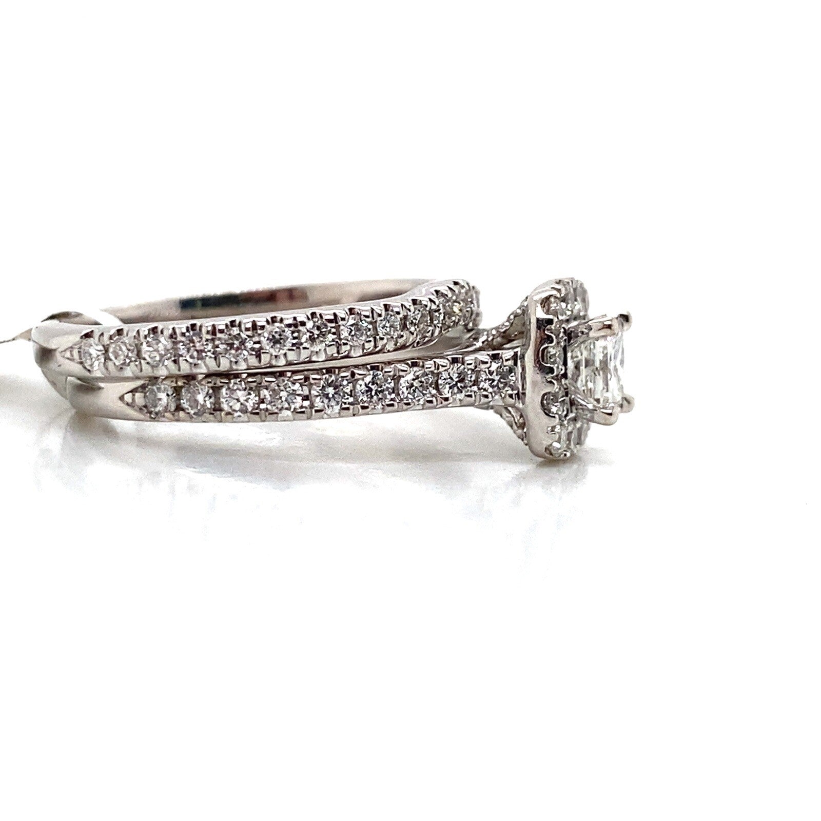 1.11ctw Neil Lane 14k White Gold Diamond Engagement Ring Wedding Band Set 6.25 — view 3