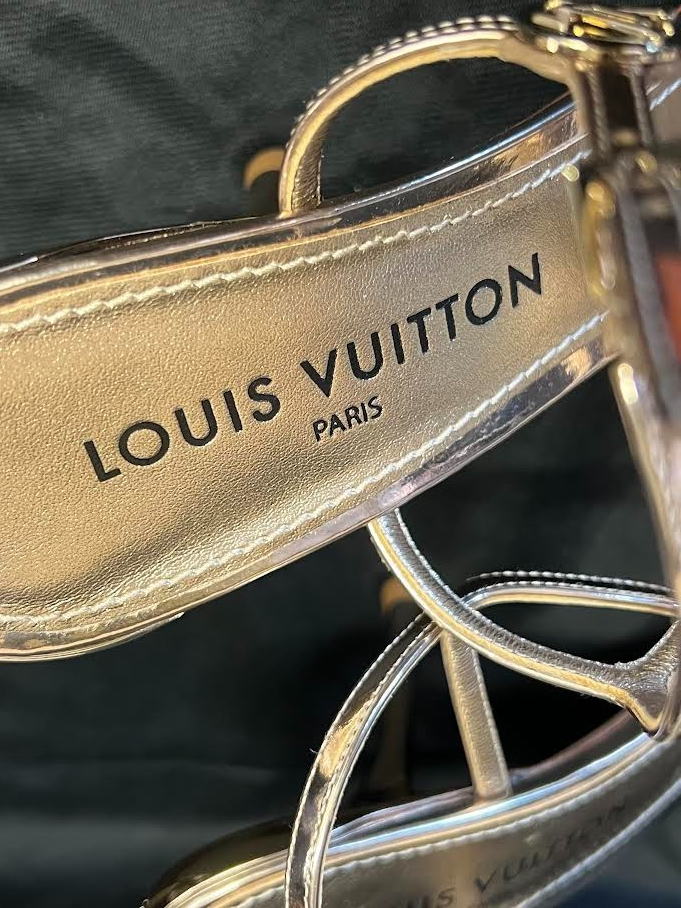 Louis Vuitton 6AM Sandal Size 41 (us 11) 1AGWZ2 Gold Metallic Leather Heels (view 13)