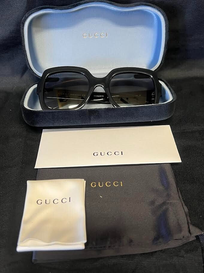 GUCCI SQUARE SUNGLASSES GG1337S-001 SHINY BLACK GREY GRADIENT 140mm — view 3