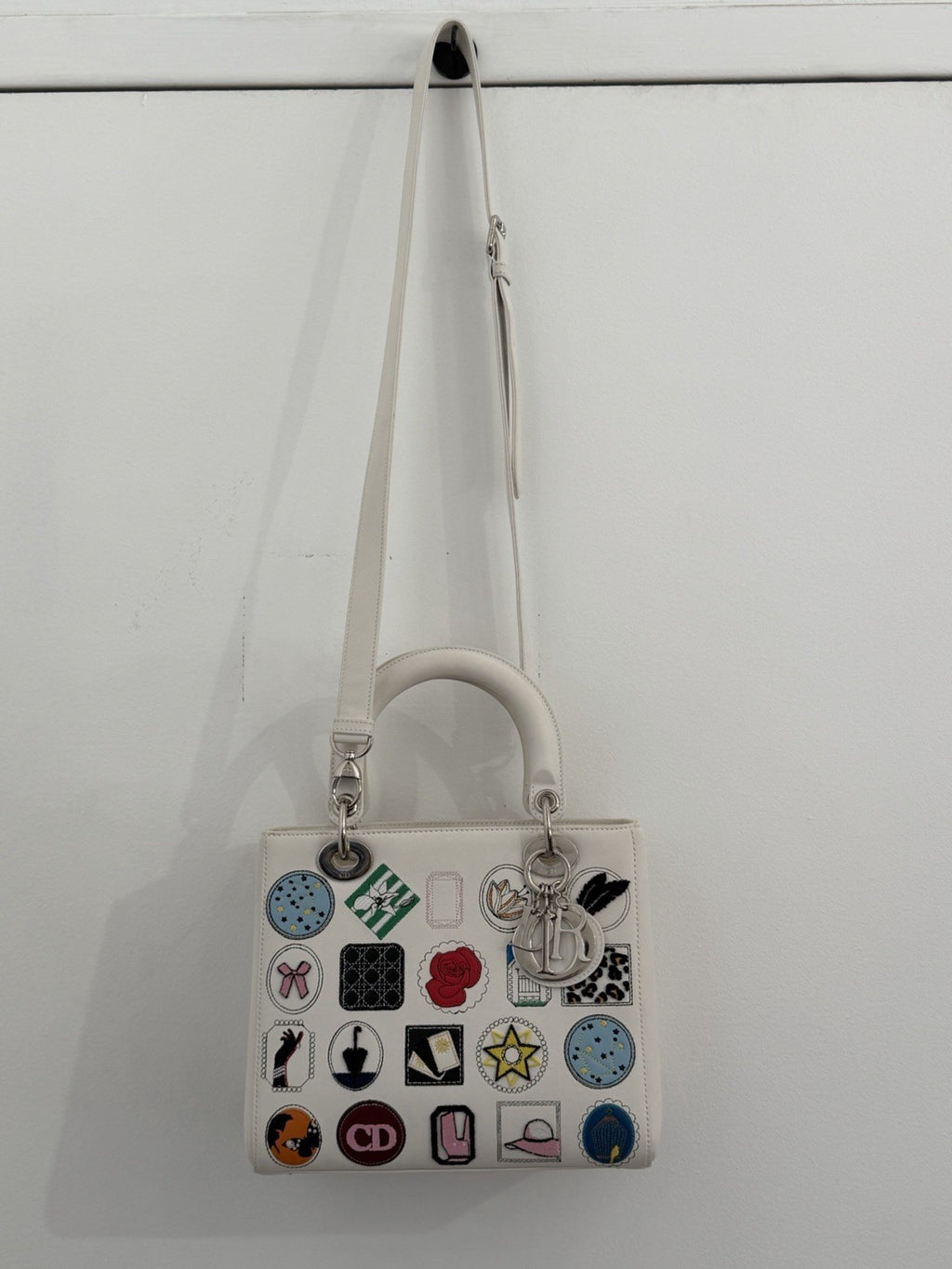 Christian Dior Medium Patch Lady Dior Bag White Calfskin Leather — Certified Authentic | San Diego Jewelry Buyers