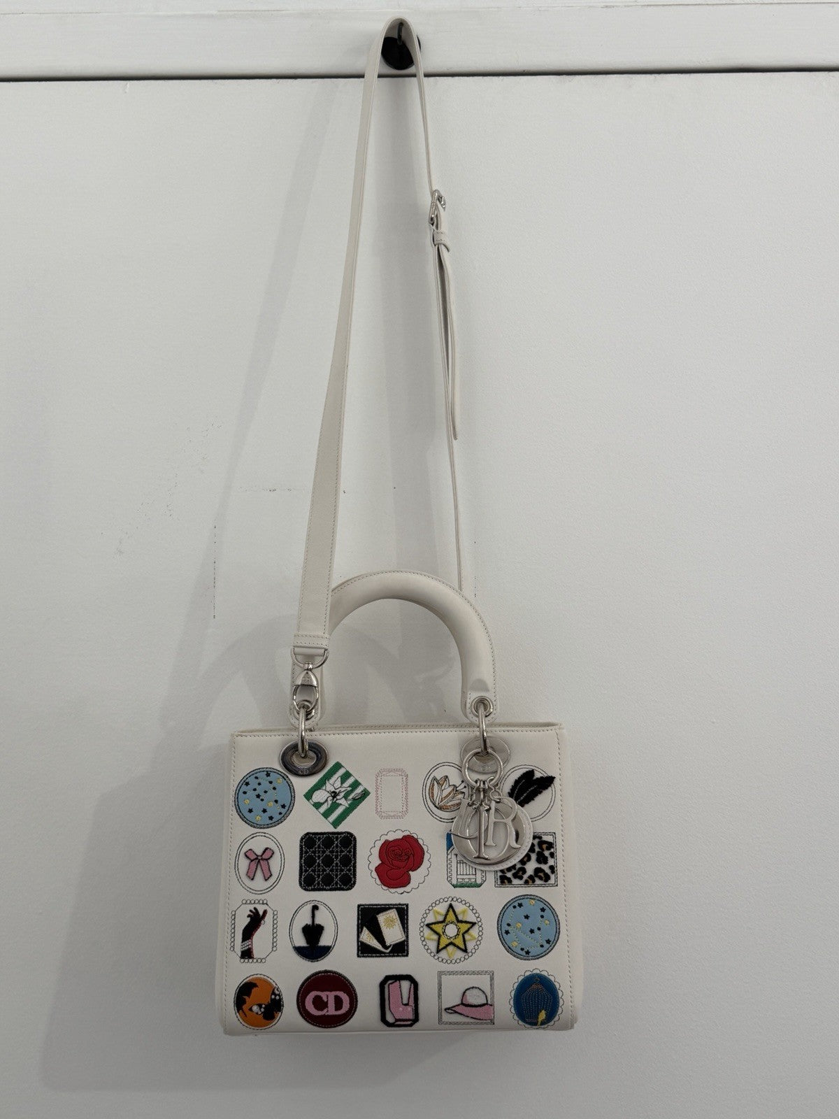 Christian Dior Medium Patch Lady Dior Bag White Calfskin Leather — Certified Authentic | San Diego Jewelry Buyers
