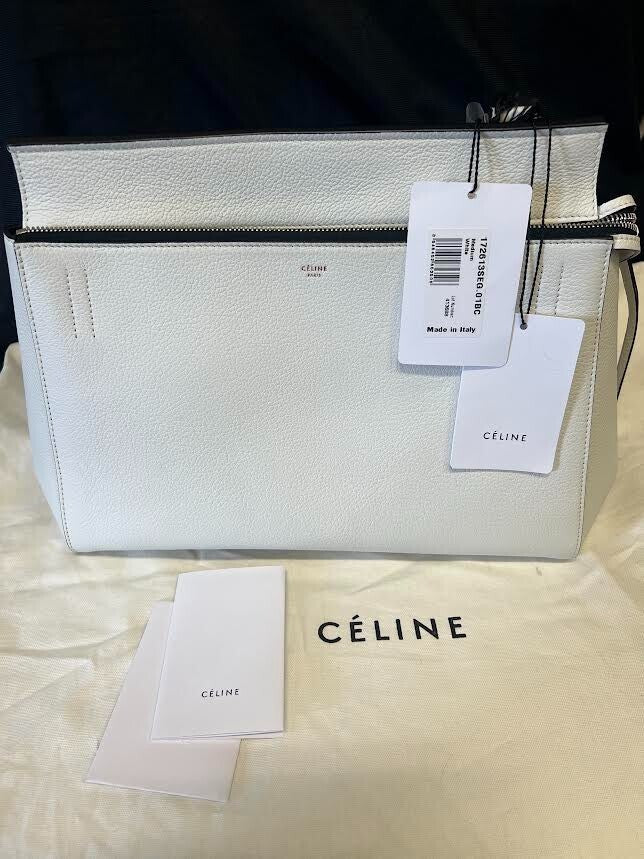 CELINE GRAINED CALFSKIN MEDIUM EDGE SHOULDER BAG WHITE W DUST BAG — view 6