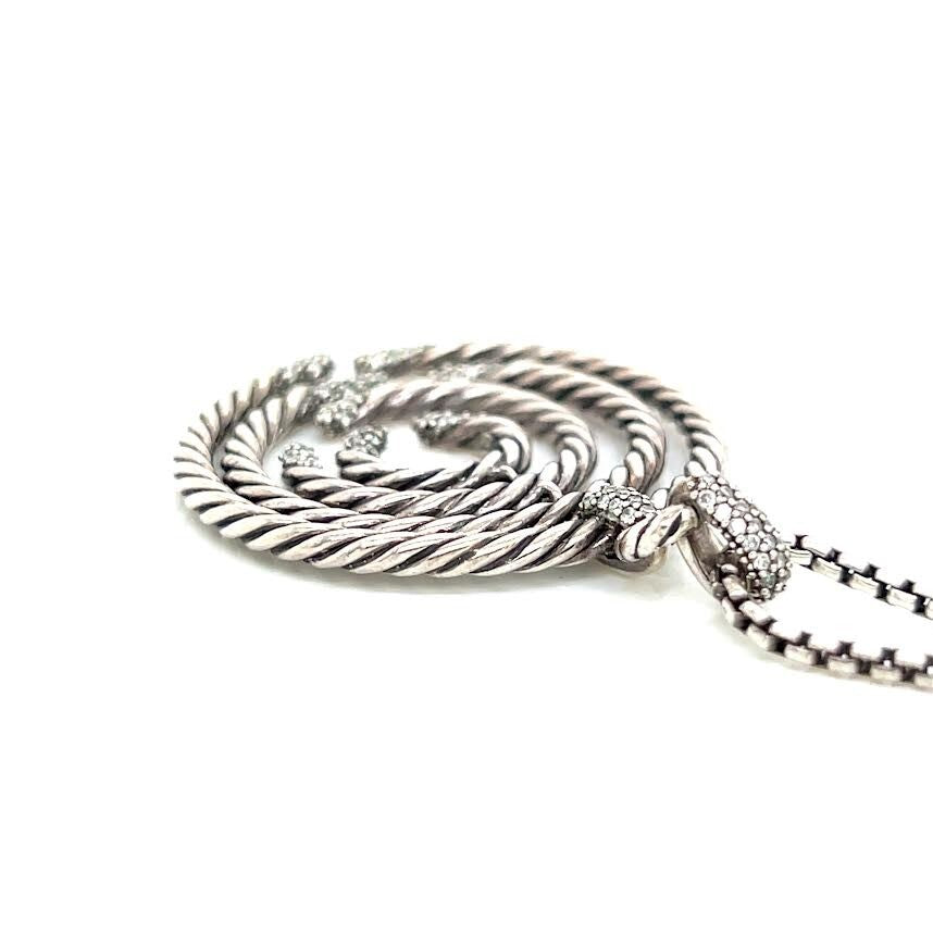 DAVID YURMAN WILLOW PENDANT NECKLACE STERLING SILVER 18" CHAIN W JEWELRY BAG — view 4